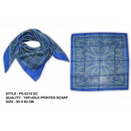 Pañuelo 100% seda Jaipur,90 X 90 cms,diseño cachemir azul